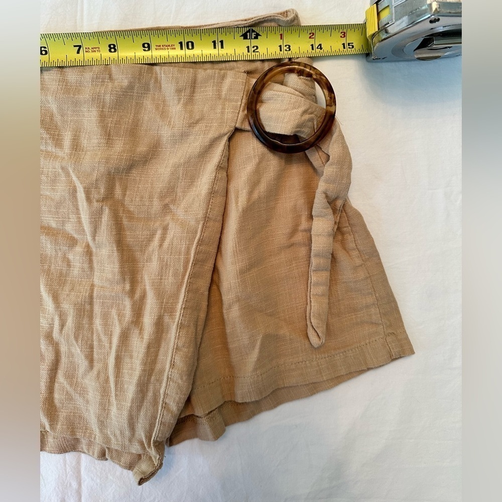 Juniors Hot Kiss Skort Tan Linen-Look Cotton Size 3 - Picture 2 of 9